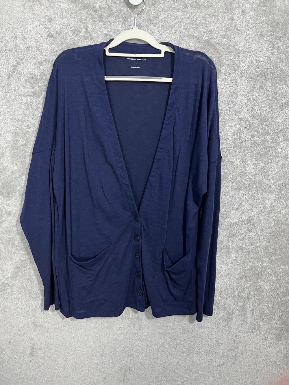 Universal Standard Cardigan Sweater Small Navy Blue Oversize Minimalist Academia